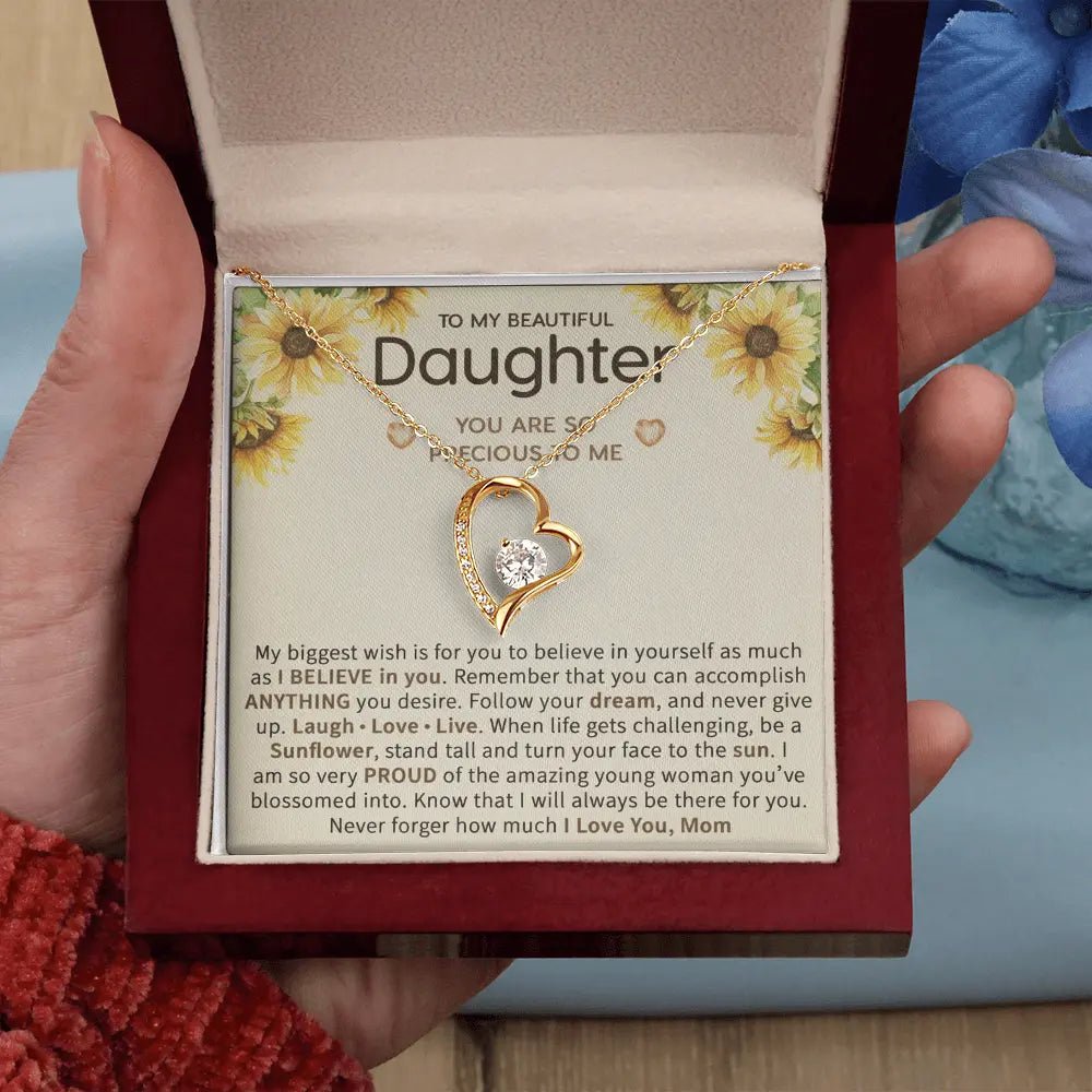 To My Beautiful Daughter – Sunflower Encouragement Necklace ShineOn Fulfillment