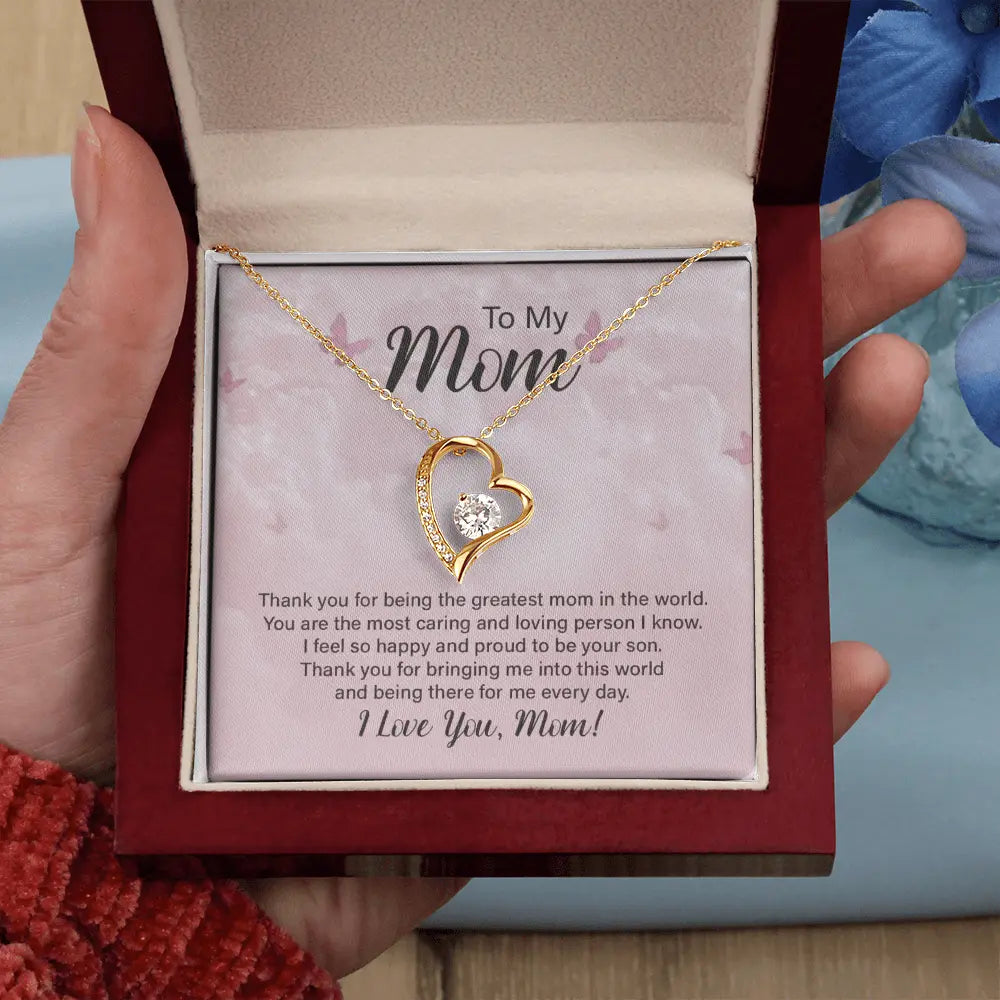To My Mom – Forever Love Necklace – “Thank You for Everything” Message Card Gift from Son ShineOn Fulfillment