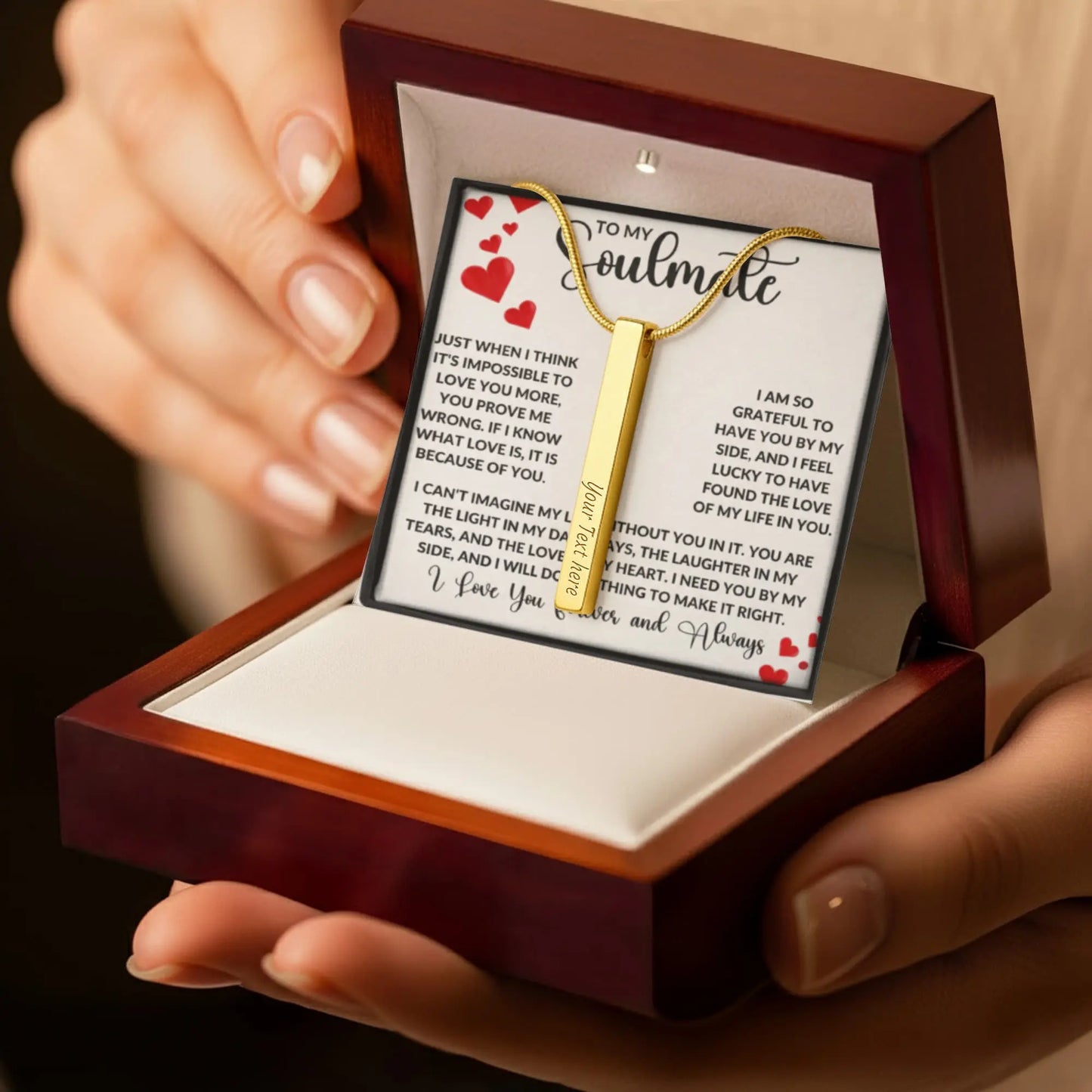 To My Soulmate – Personalized Engraved 4-Sided Stick Necklace ShineOn Fulfillment