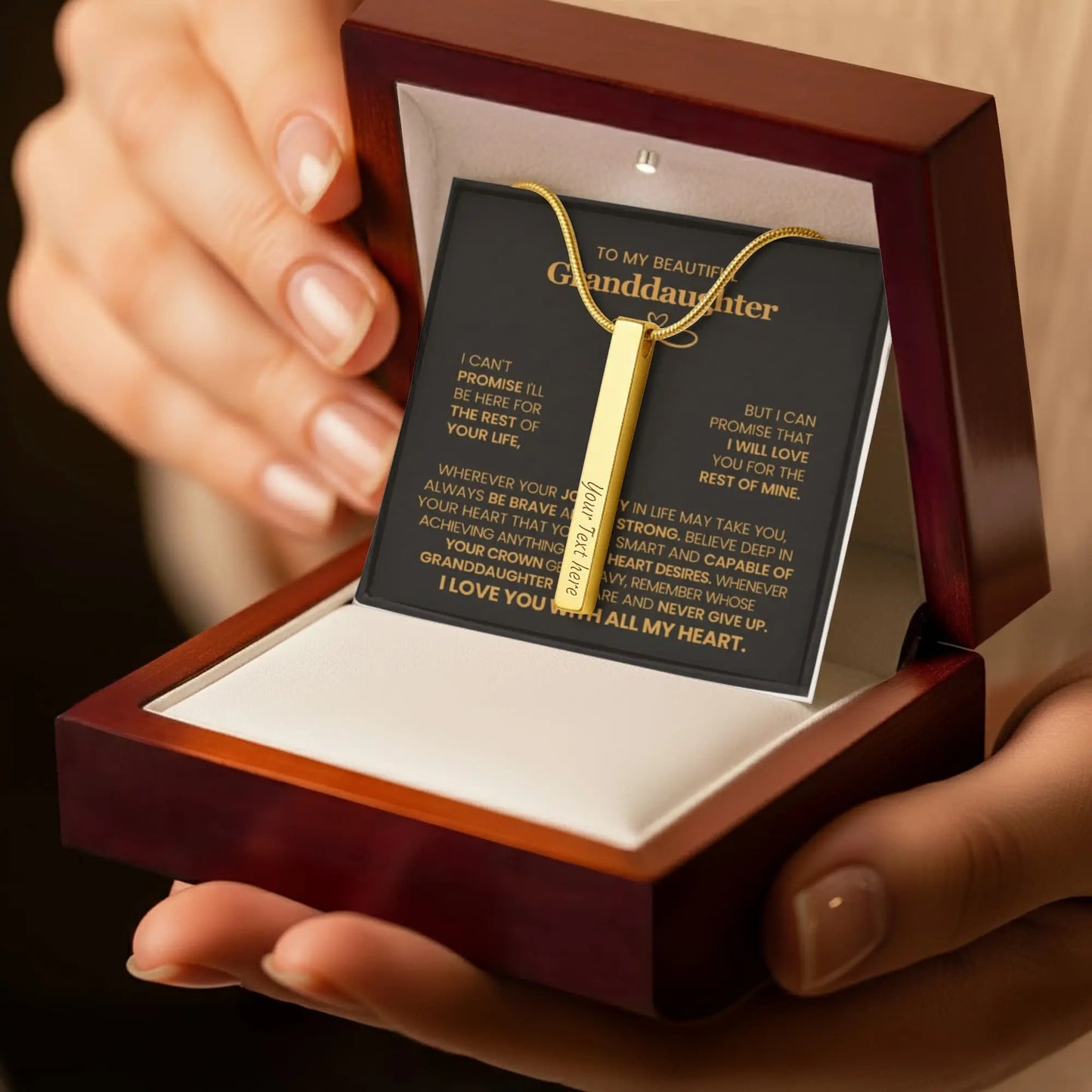To My Beautiful Granddaughter – Personalized Engraved 4-Sided Stick Necklace ShineOn Fulfillment