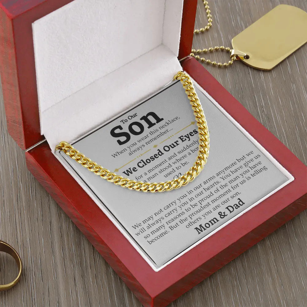 Mom and Dad to Son – Growing Into a Man Necklace Gift ShineOn Fulfillment