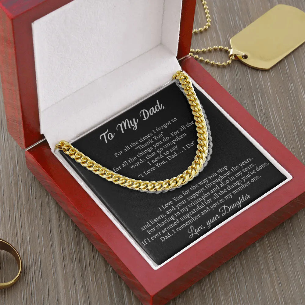 The ‘Thank You Dad' Cuban Link Chain: A Daughter's Tribute to Her First Hero ShineOn Fulfillment