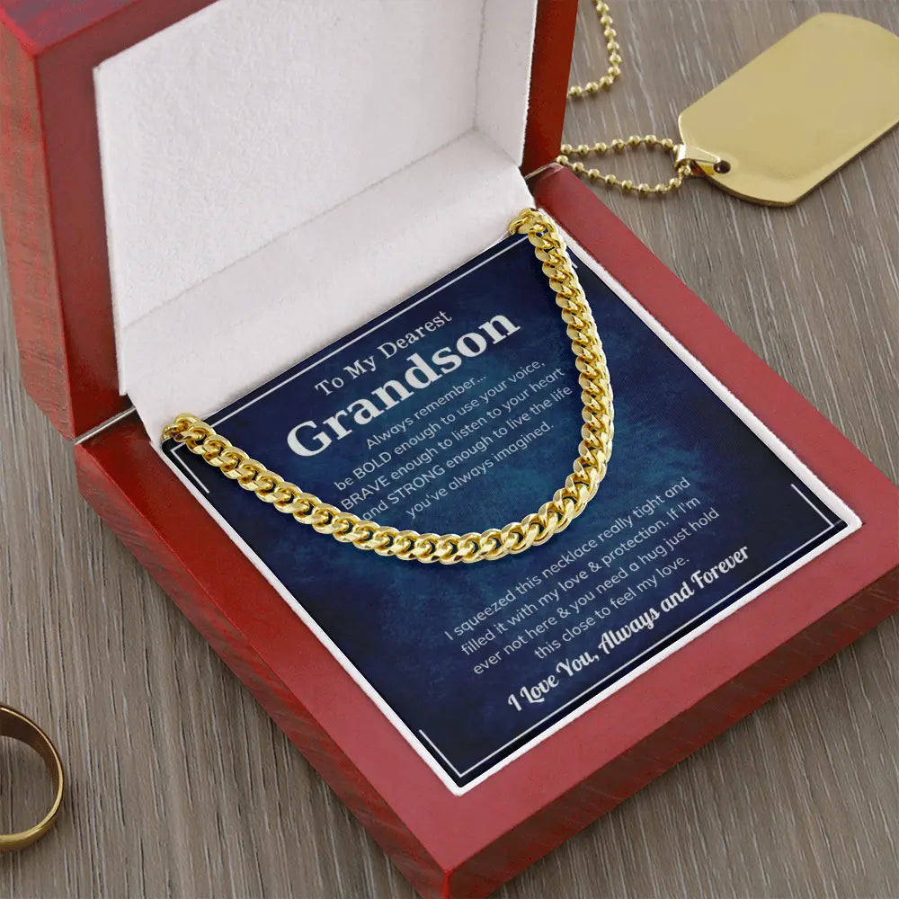 The Brave Grandson Cuban Link Chain: A Gift of Strength, Love, and Protection ShineOn Fulfillment