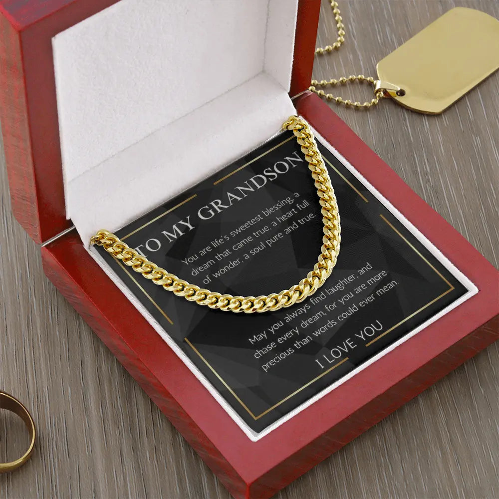 The Precious Grandson Cuban Link Chain: A Gift of Love, Blessings, and Encouragement ShineOn Fulfillment