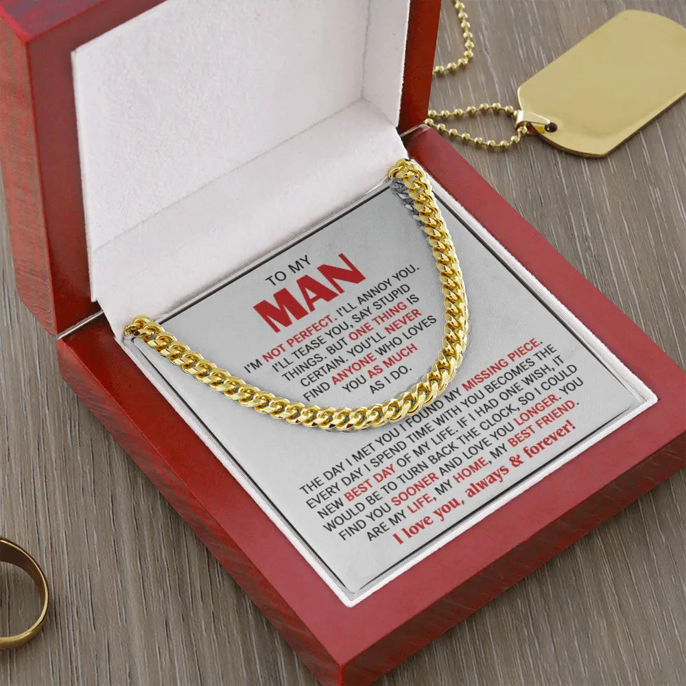 The Missing Piece Husband Cuban Link Chain: A Gift That Reminds Him He's Your Forever Love ShineOn Fulfillment