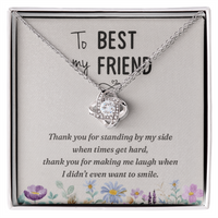 Best Friend Love Knot Necklace – “Thank You for Standing by My Side” Message Card (White Gold or 18k Gold)