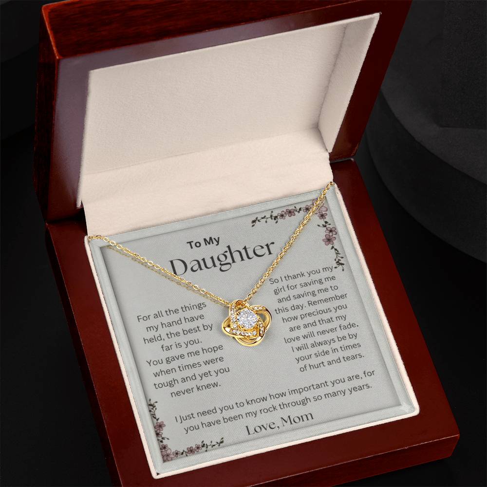 To My Daughter – Infinity Knot Necklace & Keepsake Message Card (From Mom)