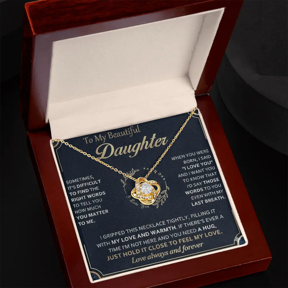 To My Beautiful Daughter – Love Knot Necklace – “You Matter to Me” Message Card Gift ShineOn Fulfillment