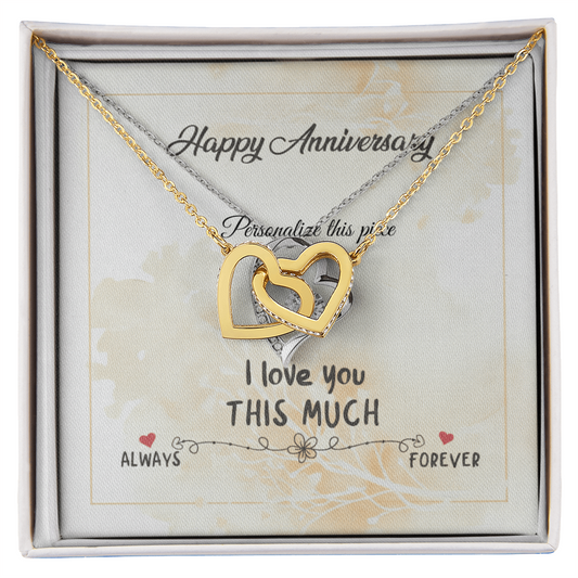 Interlocking Hearts Anniversary Necklace – “I Love You THIS MUCH” Gift Box (Silver/Rose Gold or 18k Gold)