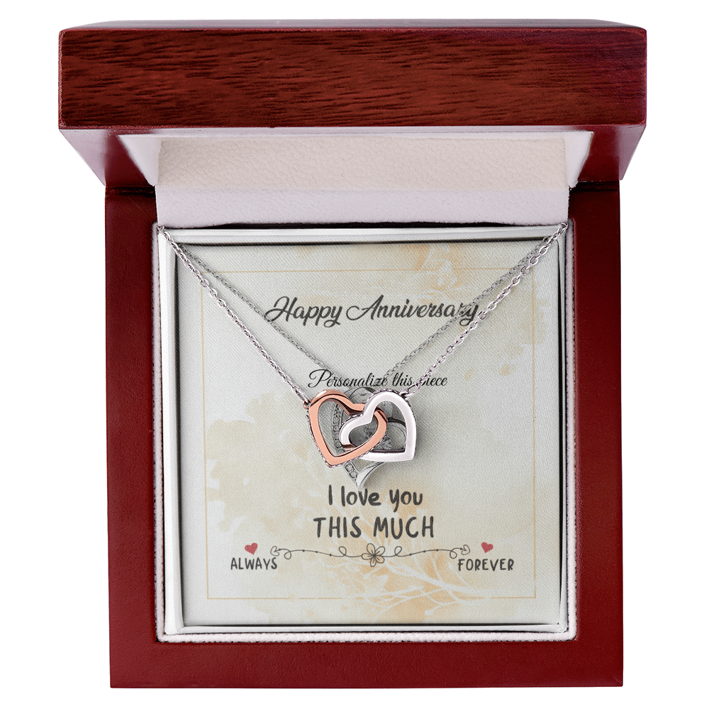 Interlocking Hearts Anniversary Necklace – “I Love You THIS MUCH” Gift Box (Silver/Rose Gold or 18k Gold)