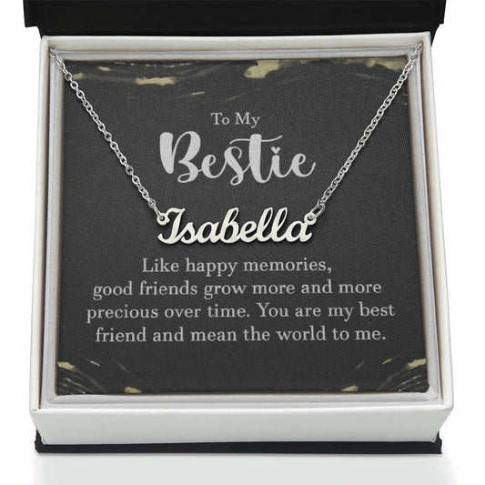 Personalized Bestie Name Necklace – Custom Gift with Message Card (Made in USA)
