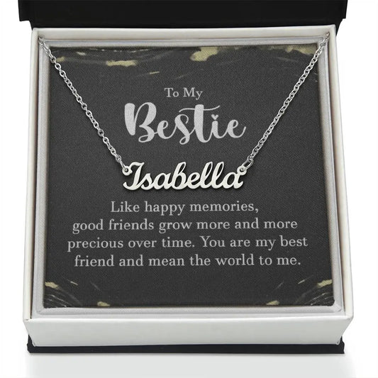 Personalized Bestie Name Necklace â Custom Gift with Message Card (Made in USA) ShineOn Fulfillment