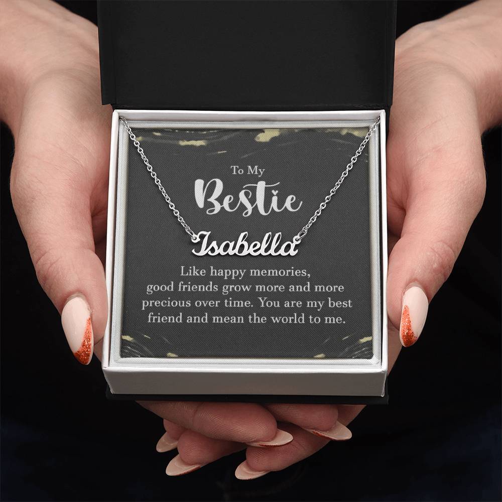 Personalized Bestie Name Necklace – Custom Gift with Message Card (Made in USA)