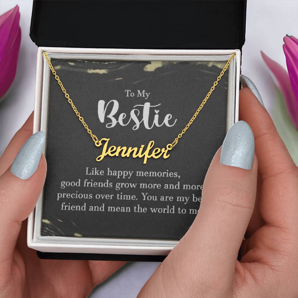 Personalized Bestie Name Necklace – Custom Gift with Message Card (Made in USA)