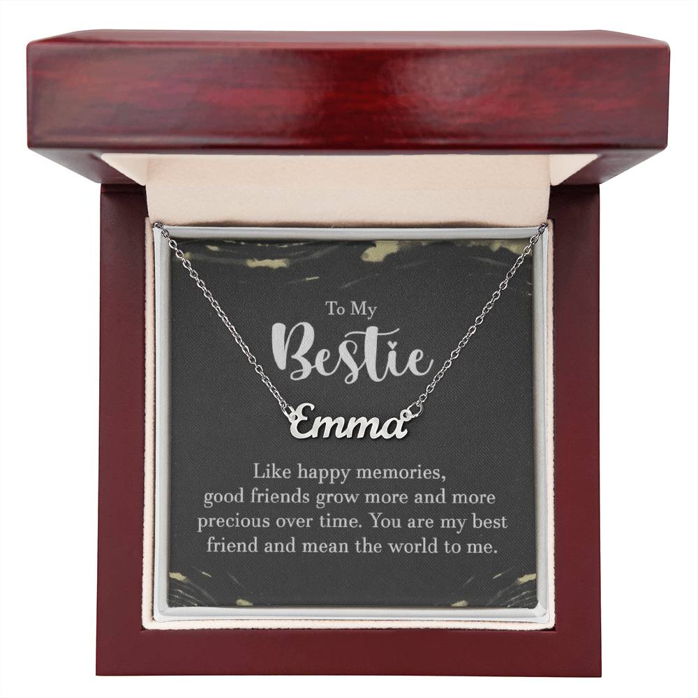 Personalized Bestie Name Necklace – Custom Gift with Message Card (Made in USA)
