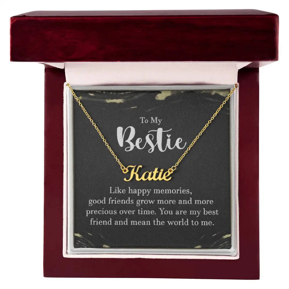 Personalized Bestie Name Necklace – Custom Gift with Message Card (Made in USA) ShineOn Fulfillment