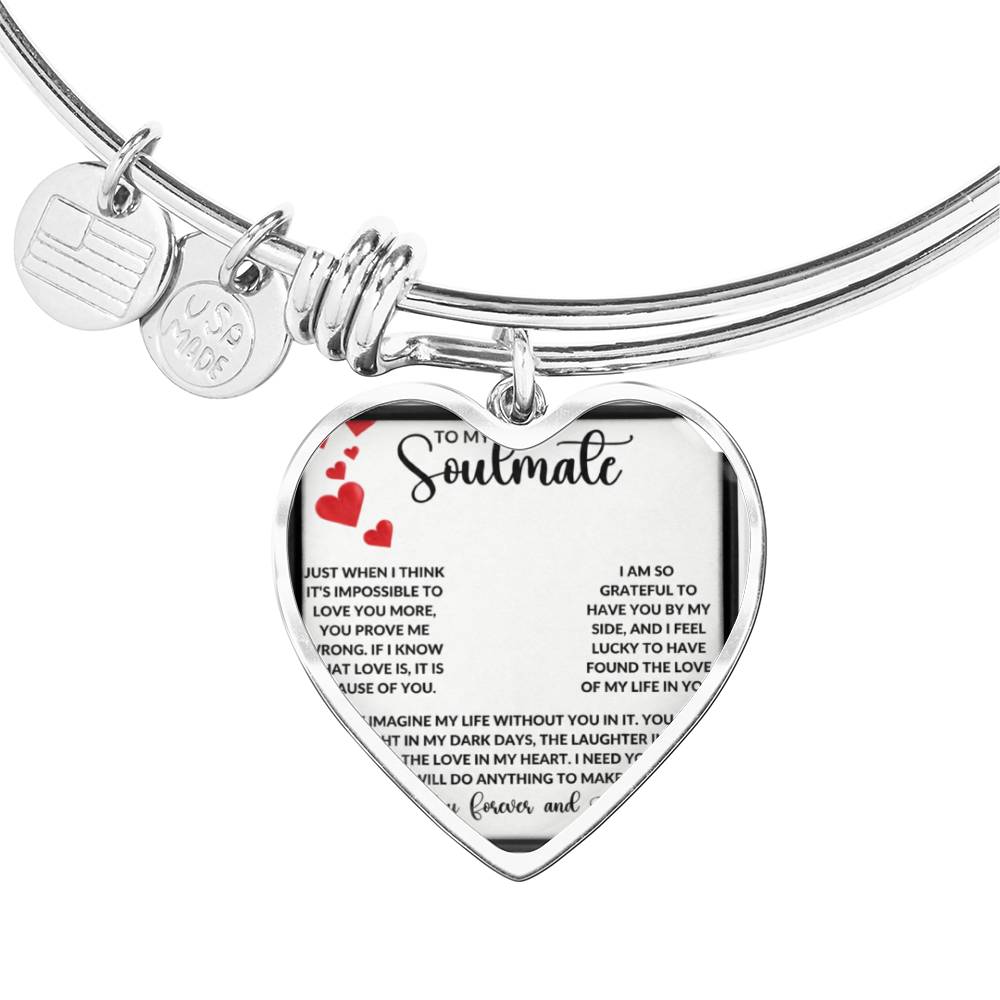 To My Soulmate – Forever Love Heart Bangle Bracelet