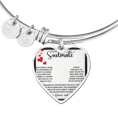 To My Soulmate – Forever Love Heart Bangle Bracelet