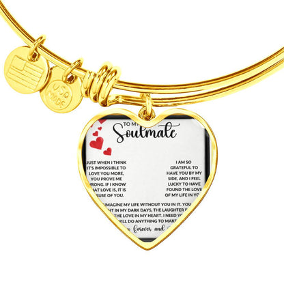 To My Soulmate – Forever Love Heart Bangle Bracelet