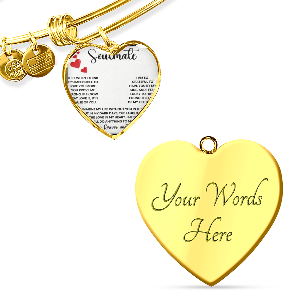 To My Soulmate – Forever Love Heart Bangle Bracelet