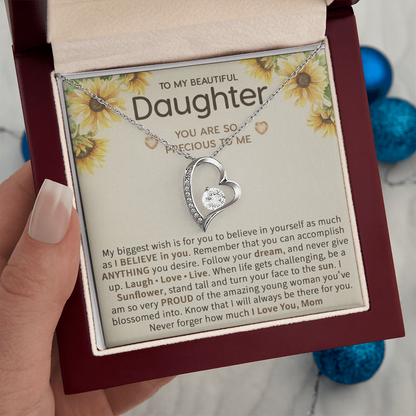 To My Beautiful Daughter – Sunflower Encouragement Necklace