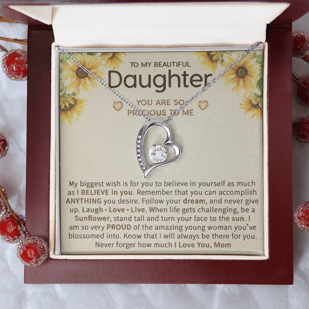 To My Beautiful Daughter – Sunflower Encouragement Necklace