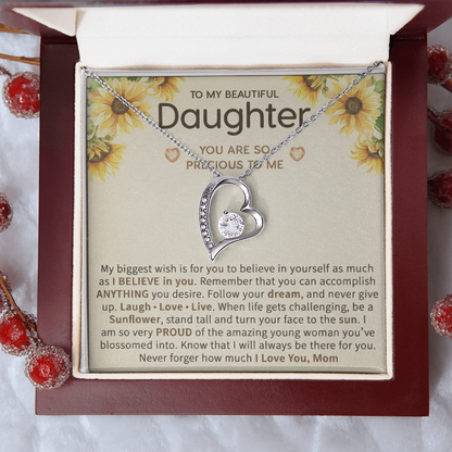 To My Beautiful Daughter – Sunflower Encouragement Necklace