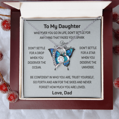 To My Daughter Butterfly Necklace | Don't Settle | Love, Dad
