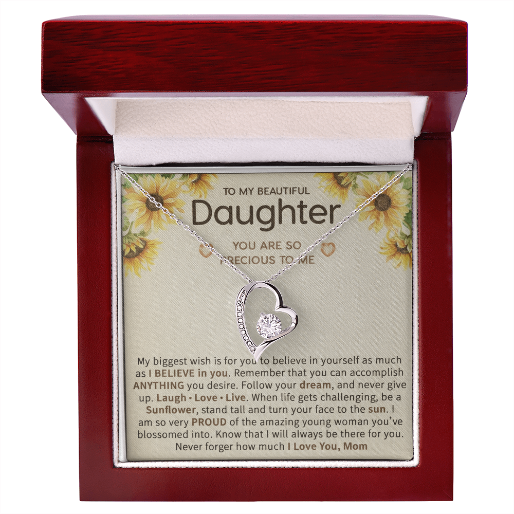 To My Beautiful Daughter – Sunflower Encouragement Necklace