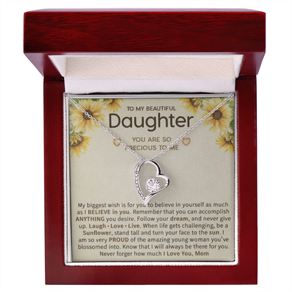 To My Beautiful Daughter – Sunflower Encouragement Necklace