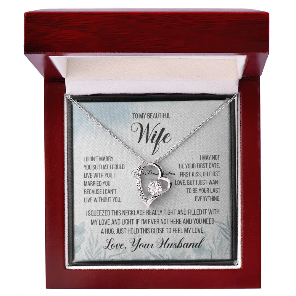 To My Beautiful Wife – “Last Everything” Heart Necklace & Message Card (From Husband) ShineOn Fulfillment
