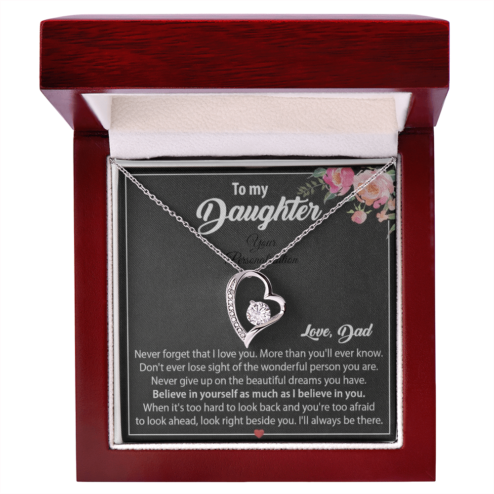 To My Daughter Floral Message Card Necklace | Believe In Yourself | Love, Dad