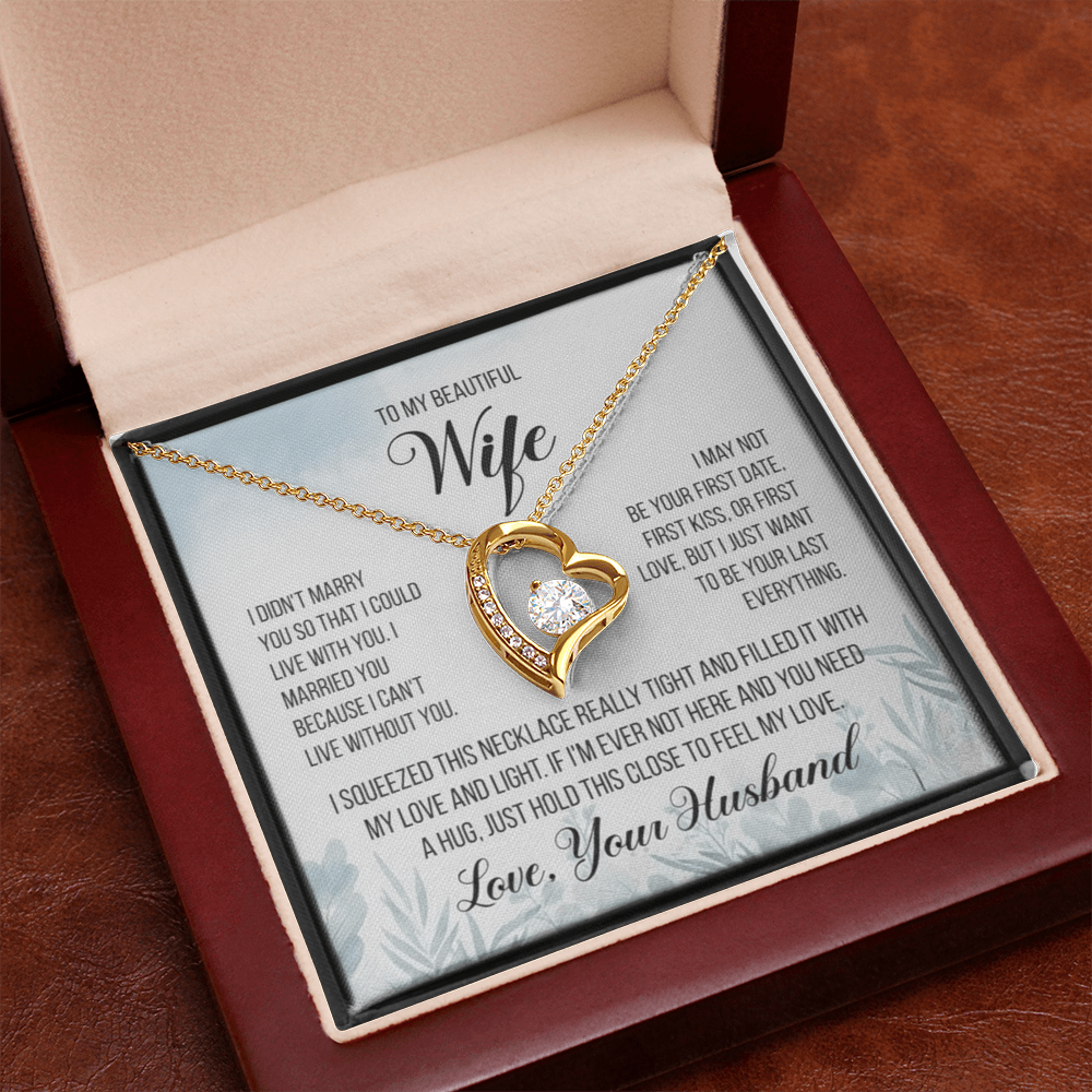 To My Beautiful Wife – “Last Everything” Heart Necklace & Message Card (From Husband)