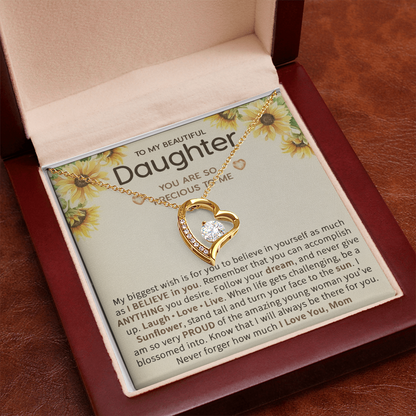 To My Beautiful Daughter – Sunflower Encouragement Necklace