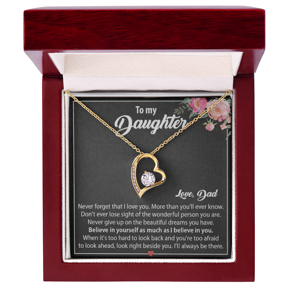 To My Daughter Floral Message Card Necklace | Believe In Yourself | Love, Dad