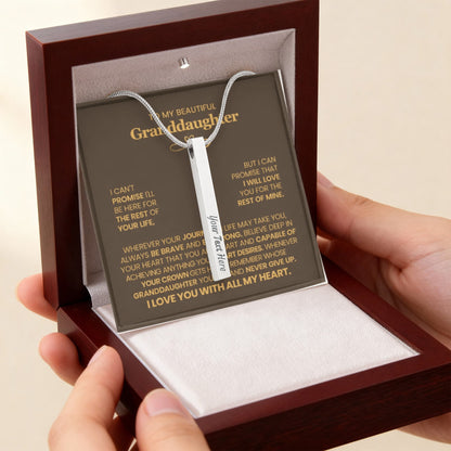 To My Beautiful Granddaughter – Personalized Engraved 4-Sided Stick Necklace