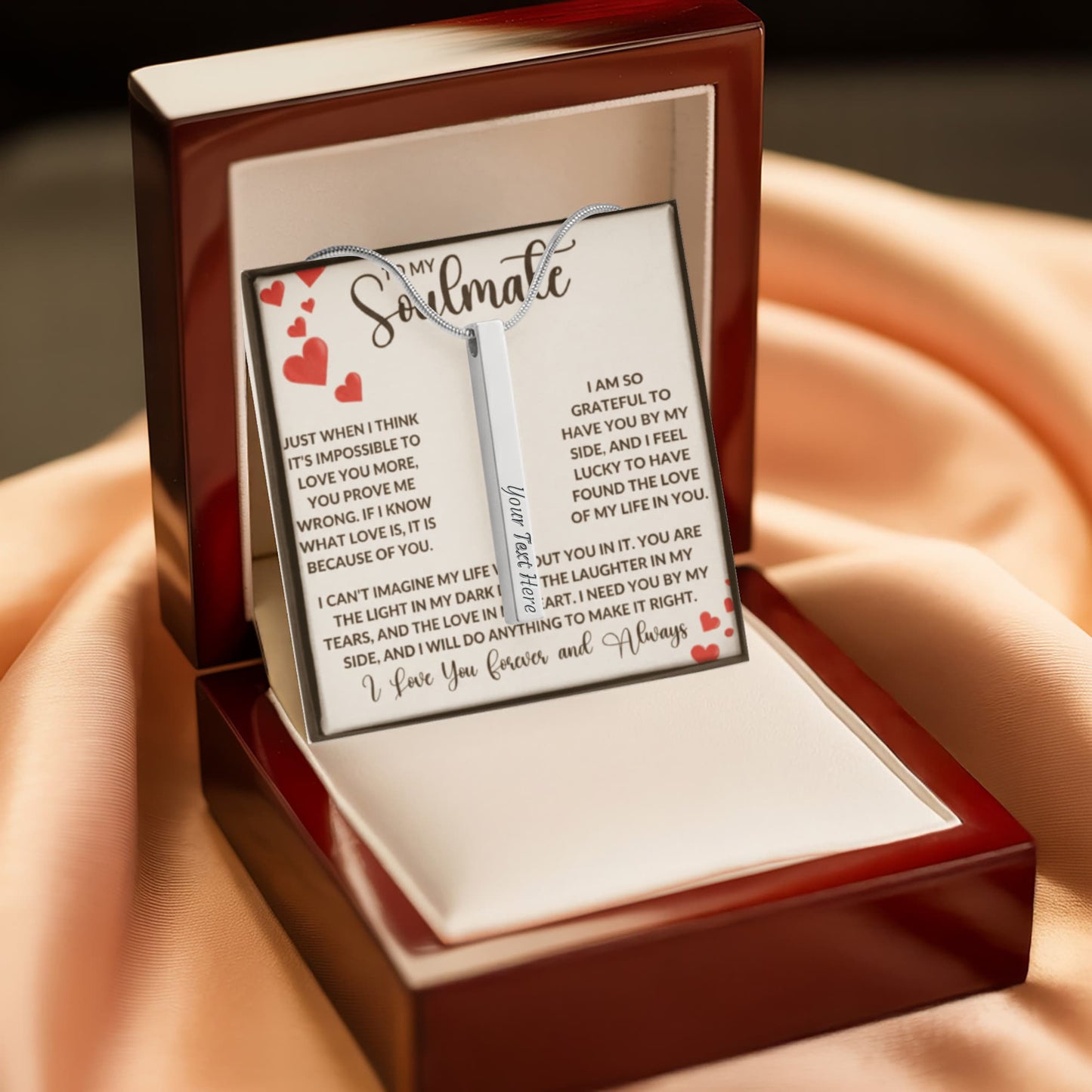 To My Soulmate – Personalized Engraved 4-Sided Stick Necklace