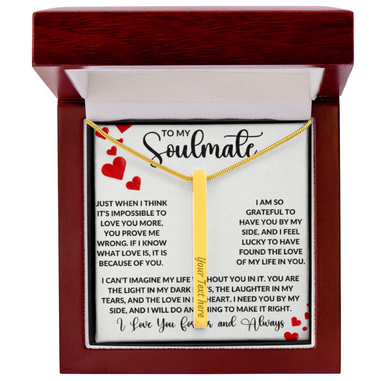 To My Soulmate – Personalized Engraved 4-Sided Stick Necklace
