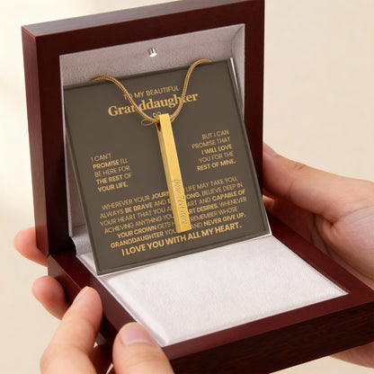 To My Beautiful Granddaughter – Personalized Engraved 4-Sided Stick Necklace