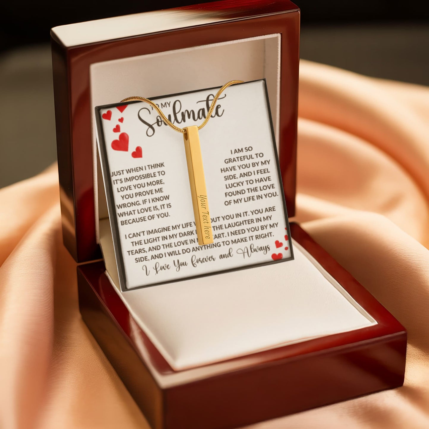 To My Soulmate – Personalized Engraved 4-Sided Stick Necklace