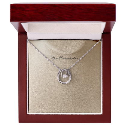 To My Wife, Girlfriend, Sister, Daughter, Niece, or Soulmate – Lucky in Love Dancing CZ Necklace
