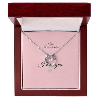 To My Wife, Girlfriend, Sister, Daughter, Niece, or Soulmate – Lucky in Love Dancing CZ Necklace