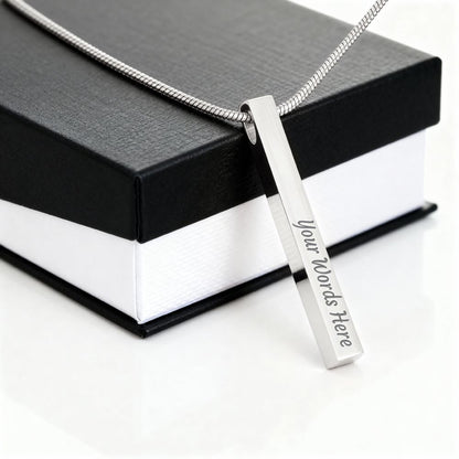 To My Wife, Girlfriend, Sister, Daughter, Niece, or Soulmate – Engraved 4-Sided Stick Necklace