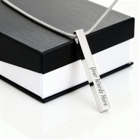 To My Wife, Girlfriend, Sister, Daughter, Niece, or Soulmate – Engraved 4-Sided Stick Necklace