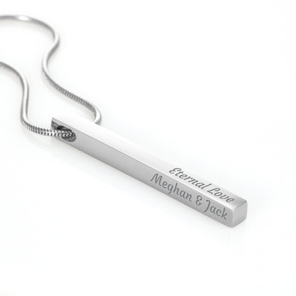 To My Wife, Girlfriend, Sister, Daughter, Niece, or Soulmate – Engraved 4-Sided Stick Necklace