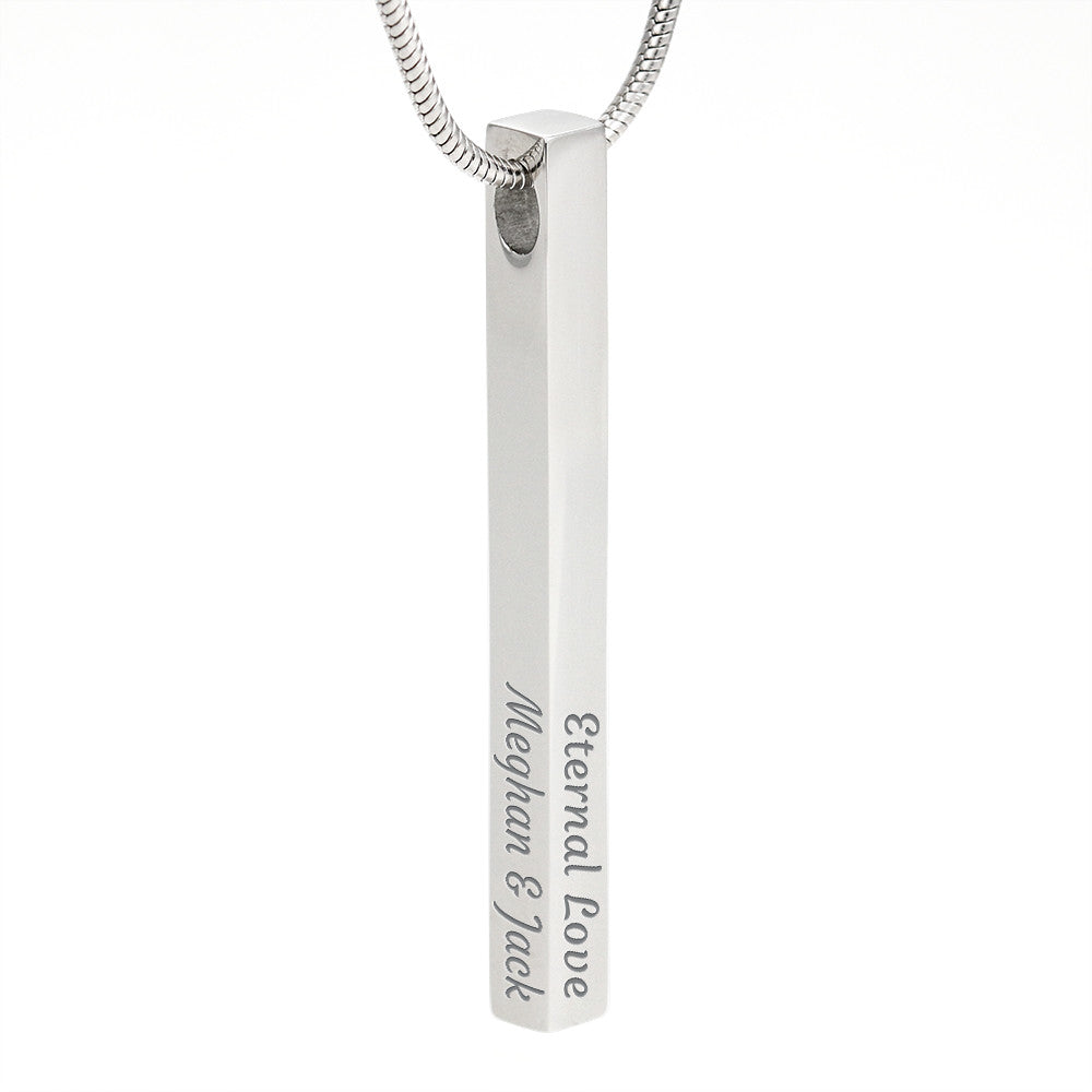 To My Wife, Girlfriend, Sister, Daughter, Niece, or Soulmate – Engraved 4-Sided Stick Necklace