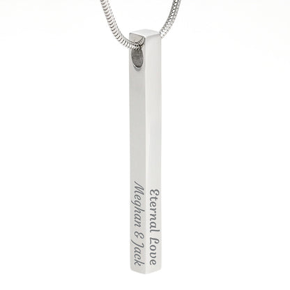 To My Wife, Girlfriend, Sister, Daughter, Niece, or Soulmate – Engraved 4-Sided Stick Necklace