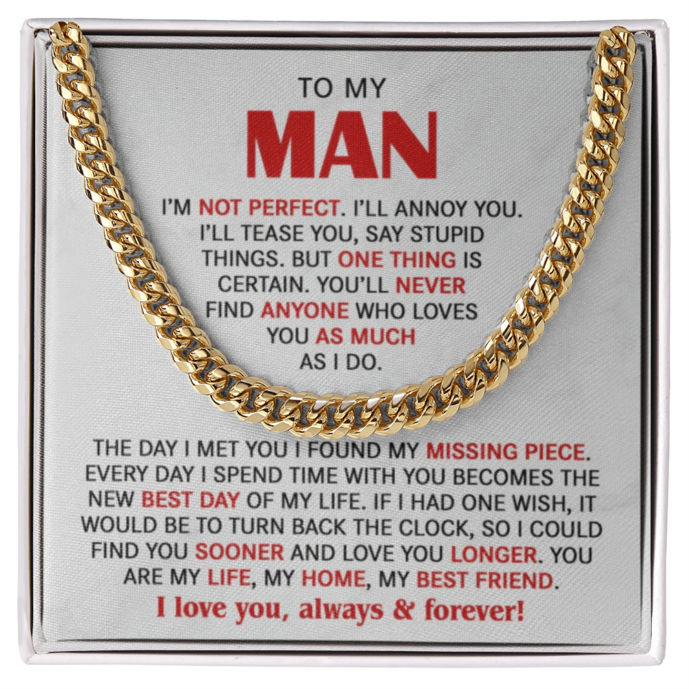 The Missing Piece Husband Cuban Link Chain: A Gift That Reminds Him He's Your Forever Love