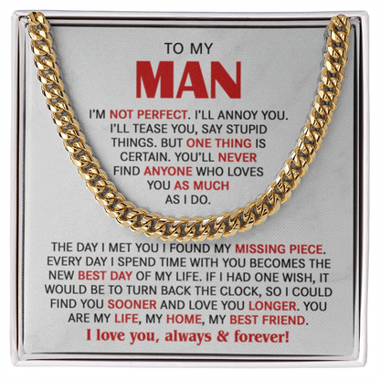 The Missing Piece Husband Cuban Link Chain: A Gift That Reminds Him He's Your Forever Love