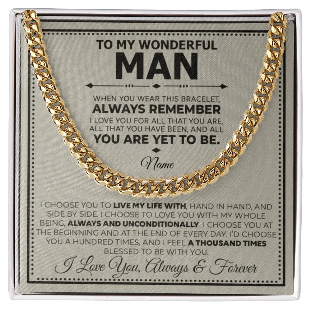 I Love You Always & Forever – Men's Cuban Link Bracelet Gift ShineOn Fulfillment